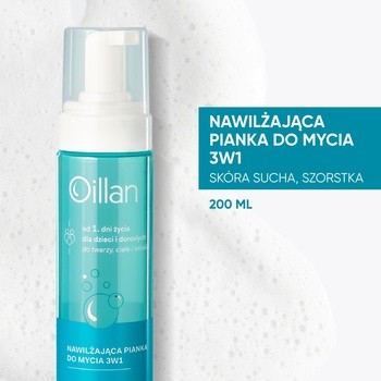Oillan, nawilżająca pianka do mycia 3w1, 200 ml