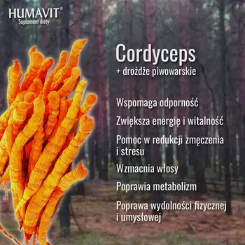 Humavit Cordyceps Maczużnik Chiński + Drożdże Piwowarskie, tabletki, 150 szt.