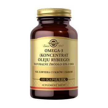 Solgar Omega- 3 (koncentrat oleju rybiego) Naturalne źródło EPA i DHA, kapsułki, 60 szt.