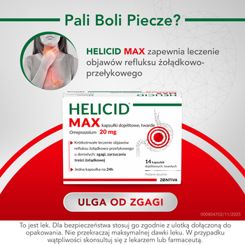 Helicid MAX (Piastprazol), 20 mg, kapsułki dojelitowe twarde, 14 szt.