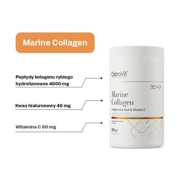 OstroVit Kolagen Morski + Kwas Hialuronowy + Witamina C, proszek, smak mango-ananas, 500 g