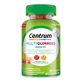 Centrum Multigummies Adults, żelki, smak wiśnia, jagoda i  pomarańcza, 60 szt.