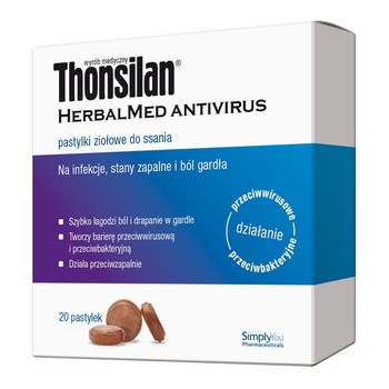 Thonsilan HerbalMed Antivirus, pastylki do ssania, ziołowe, 20 szt.