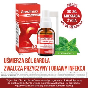 Gardimax medica spray, (20 mg + 5 mg)/10 ml, aerozol do stosowania w jamie ustnej, 30 ml