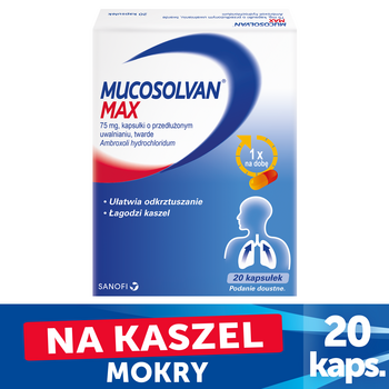 Mucosolvan Max, 75 mg, kapsułki o przedłużonym uwalnianiu, 20 szt.