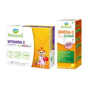 Zestaw Naturell Omega-3 Uczeń, płyn, 150 ml + Witamina C dla dzieci, tabletki do żucia i rozgryzania, 60 szt.