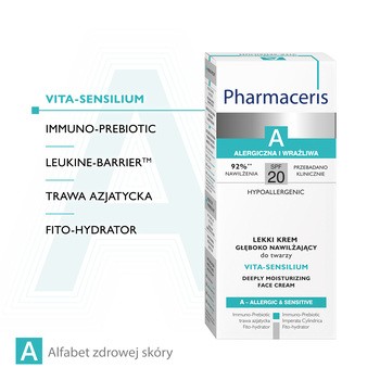 Pharmaceris A Vita-Sensilium, lekki krem głęboko nawilżający, SPF 20, 50 ml
