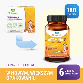 Naturell Witamina C dla dzieci, tabletki, 180 szt.