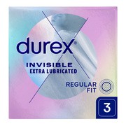 Durex Invisible, prezerwatywy dodatkowo nawilżane, 3 szt.
