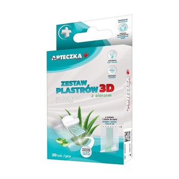 Apteczka Plus, Zestaw plastrów 3D z aloesem, 20 szt.