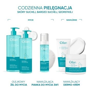 Zestaw Oillan, olejkowy żel do mycia, 400 ml + nawilżający dermo-krem, 200 ml