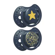 Canpol Lovi Stardust, smoczek silikonowy uspokajający, dynamiczny 6-18 m, niebieski, 2 szt.