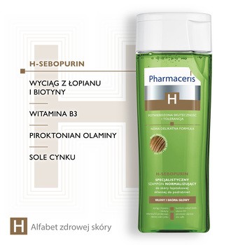 Pharmaceris H-Sebopurin, specjalistyczny szampon normalizujący do skóry łojotokowej, 250 ml