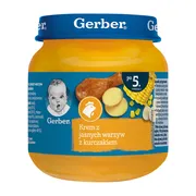 Gerber, krem z jasnych warzyw z kurczakiem, 5 m+, 125 g