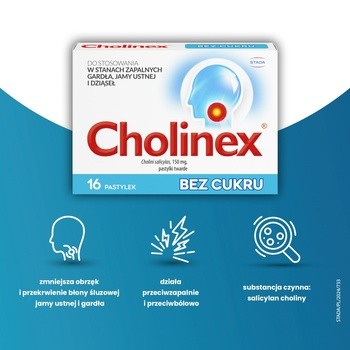 Cholinex, 150 mg, pastylki do ssania (bez cukru), 16 szt.