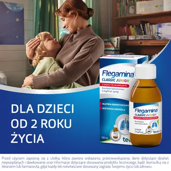 Flegamina Junior o smaku truskawkowym, (2 mg / 5 ml), syrop, 120 ml