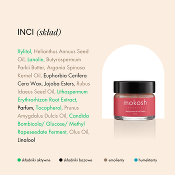 Mokosh, peeling do ust, malina, 15 ml