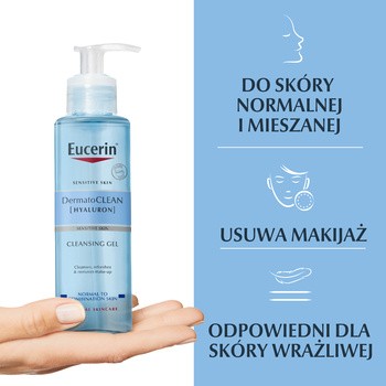 Eucerin DermatoClean [Hyaluron], żel oczyszczający do każdego rodzaju skóry, 200 ml