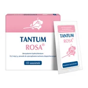 Tantum Rosa, 53,2 mg/g, proszek do sporządzania roztworu dopochwowego, 10 saszetek
