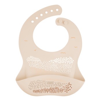 Canpol Babies, śliniak silikonowy z kieszonką, kremowy, 1 szt.