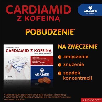 Cardiamid z kofeiną, pastylki do ssania, smak cytrusowy, 8 szt.