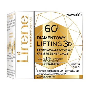 Lirene Dermoprogram Diamentowy Lifting 3D, przeciwzmarszczkowy krem regenerujący 60+, 50 ml