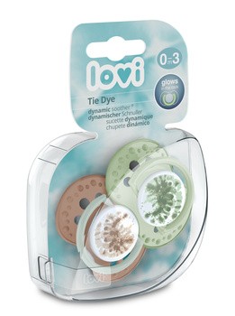 Canpol Lovi, smoczek uspokajający silikonowy dynamiczny, 0-3 m Tie Dye Green, 2 szt.