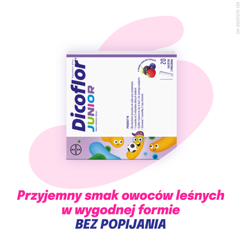 Dicoflor Junior, saszetki z proszkiem, smak owoce leśne, 20 szt.