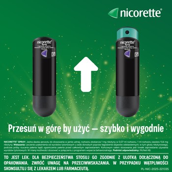 Nicorette Spray,1mg/ dawkę, aerozol do stosowania w jamie ustnej, 1 dozownik (150 dawek)