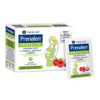 Prenalen Protecta, saszetki z proszkiem, smak malinowy, 14 szt.