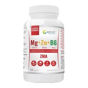 Wish, ZMA, Magnez + Cynk + B6, tabletki, 120 szt.