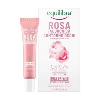 Equilibra Rosa, różany liftingujący krem pod oczy z kwasem hialuronowym,15 ml
