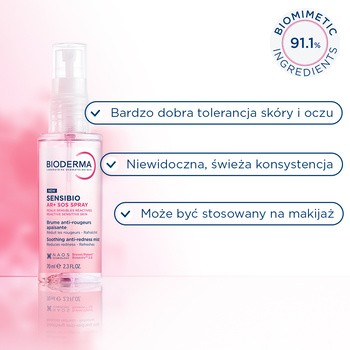 Bioderma Sensibio AR+ SOS, mgiełka łagodząca przeciw zaczerwienieniom, 70 ml