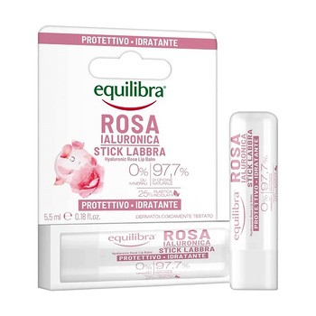 Equilibra, różany balsam do ust z kwasem hialuronowym, 5,5 ml