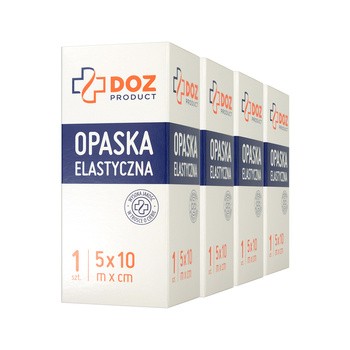 Zestaw 4x DOZ PRODUCT Opaska elastyczna tkana z zapinką, 5 m x 10 cm, 1 szt.