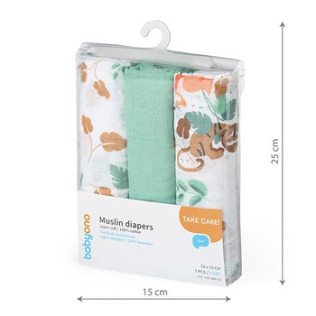 Babyono, Pieluszki muślinowe 348/12, 3 szt.