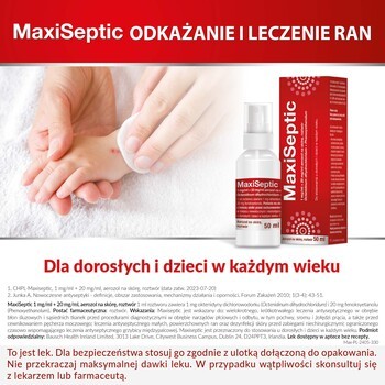 Maxiseptic, 1 mg/ml + 20 mg/ml, aerozol na skórę, 50 ml
