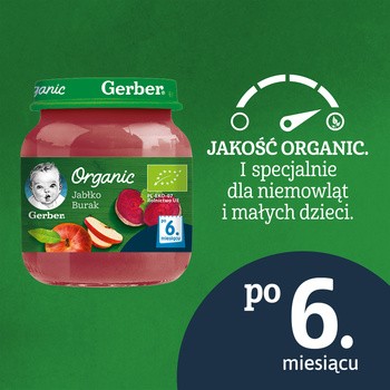 Gerber Organic, Jabłko burak, 6 m+, 125 g