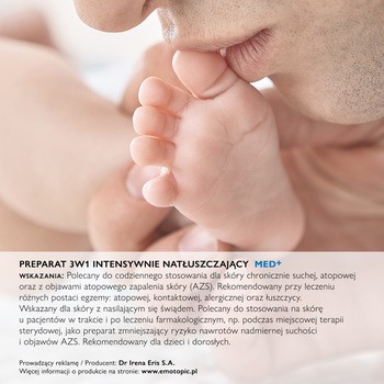 Emotopic Med+, preparat 3w1 intensywnie natłuszczający do ciała, do stosowania w AZS, łuszczycy, egzemie, 500 ml