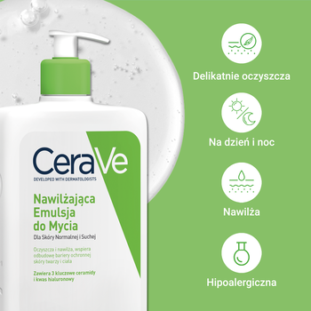 CeraVe, nawilżająca emulsja do mycia dla skóry normalnej i suchej, 236 ml