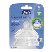 Chicco Natural Feeling, smoczek na butelkę, silikonowy, trójprzepływowy, 2 szt.
