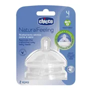 Chicco Natural Feeling, smoczek na butelkę, silikonowy, trójprzepływowy, 2 szt.