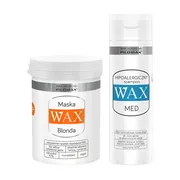 Zestaw WAX, Laboratorium Pilomax, szampon łagodzący podrażnienia hipoalergiczny, 200 ml + maska do włosów niefarbowanych blond, nawilżająca i na wypadanie, 240 ml