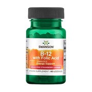 Swanson Witamina B12 1000 mcg z kwasem foliowym, tabletki podjęzykowe, 60 szt.