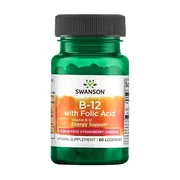 Swanson Witamina B12 1000 mcg z kwasem foliowym, tabletki podjęzykowe, 60 szt.