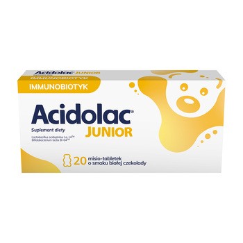 Acidolac Junior, misio-tabletki, smak białej czekolady, 20szt.