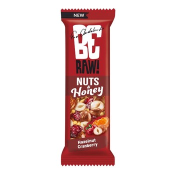 BeRaw! Nuts & Honey, Żurawina & Orzech laskowy, baton, 30 g