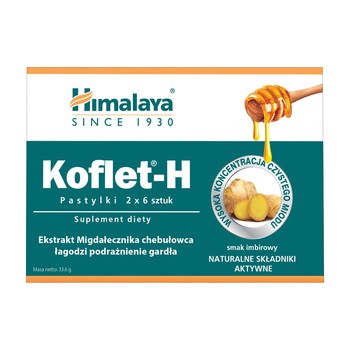 Himalaya Koflet-H, pastylki do ssania, imbirowe, 12 szt.