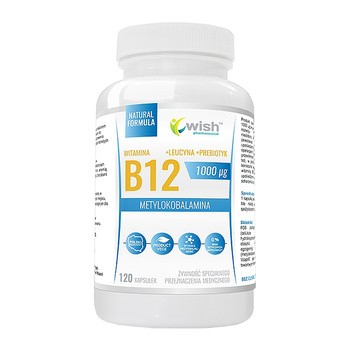 Wish, Witamina B12 1000 mcg Metylokobalamina + Prebiotyk, kapsułki, 120 szt.