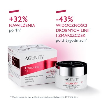 Agenity 1° Hydra-Ox, antyoksydacyjny krem nawilżający na dzień SPF 20, 50 ml